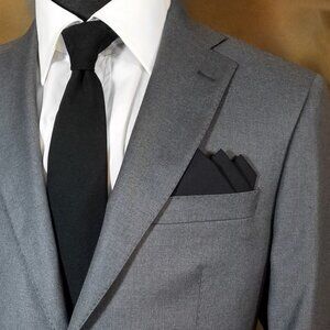 New! Black 100% Cotton Pre-Folded Pocket Square Handkerchief Insert